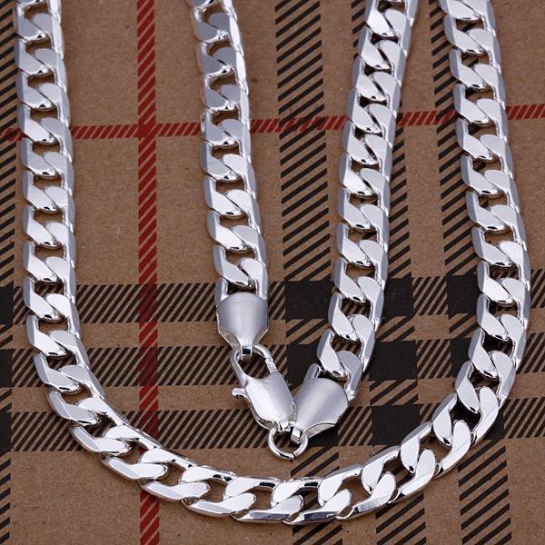 SALE wholesale 8mm width 925 Silver man jewelries fashion jewerly 20 mens chain curb necklaces