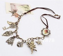 New Arrival vintage Style Bronze Cupid Key Star Butterfly Crown Flower Lovely Necklace