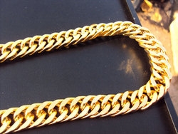 136g Burly men's 24k solid yellow gold GF Thick necklace chain 23.6" 12mm wide(China (Mainland))