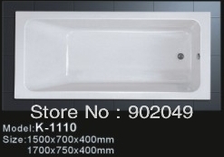 White Acrylic Cheap Bathtub K-1110 Rectangle 1 Person Hot Tub Manufacturer Factory Price(China (Mainland))