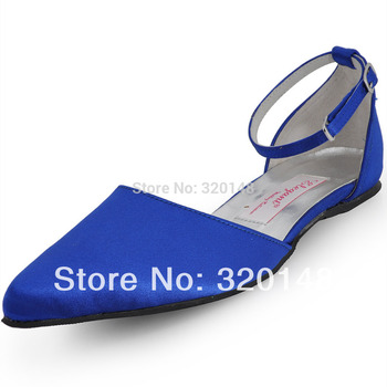 EP41034 Elegant Royal Blue Size 12 Pointy Toe Buckle Low Heel Shoes ...