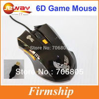 Free shipping Wired USB 6D Optical  Mouse Professional Game Mouse with LED For Computer Laptop Desktop PC