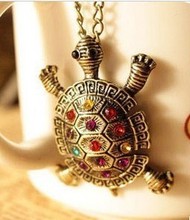 Min.order is $10 (mix order) N197 Fashion Beauty Coloured  Rhinestone  Lovely turtlet necklace wholesale free shipping