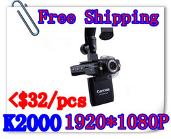 Free Shipping K2000 Car Dvr Review HD 1080P 30FPS With 140 Degrees Wide Angle+Motion Detection+Retail Box(H-05B)(China (Mainland))