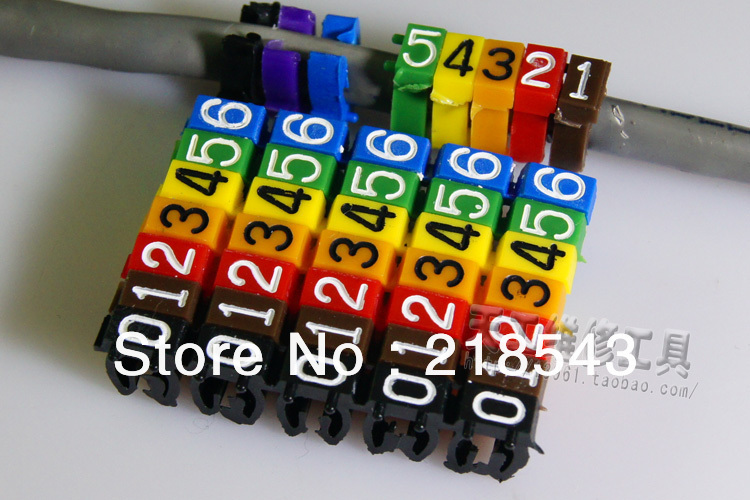 100 pcs pack Cable Clips Plastic Number Tag 0 9 10 Colors Soft elastic PVC Wire