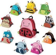 Cute Zoo Cartoon School Bags Mini Oxford Canvas Backpack Gift for Children Kids Free Shipping(China (Mainland))