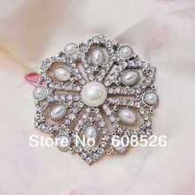 free shipping 1 piece beautiful cream pearl and rhinestone crystal large brooch for wedding bridal dress