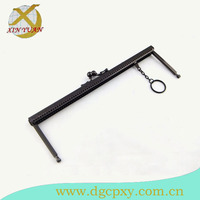 21x7.5cm gun Metal purse sewing frame with kiss lock and a ring