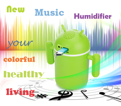 New Creative Android Robot Ultrasonic Diffuser Mini USB Music Humidifier Mute Fogger Baby Humidifiers for Home Office(China (Mainland))