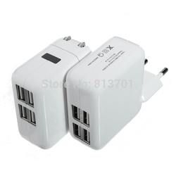 Universal 4 USB Ports US/EU Plug Home Travel Wall AC Power Charger Adapter For Samsung Galaxy S4 S3 iphone 4S 5 ipad 2/3 Mini(China (Mainland))
