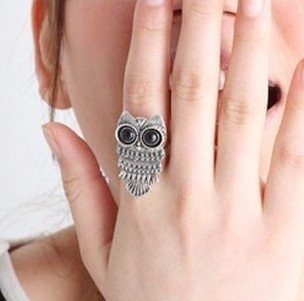 2014 High quality Fashion vintage Classic Punk Bronze Silver Pretty Lovely Owl Rings Accessories Cheap Wholesale