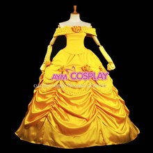 Hot Selling Belle Princess Dress Dance Dress Cosplay Costume High Quality Soft Satin