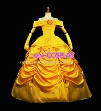 Hot Selling Belle Princess Dress Dance Dress Cosplay Costume High Quality Soft Satin