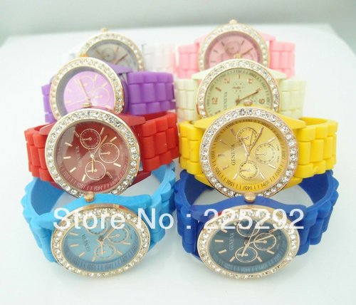 Free Shipping 5pcs lot wholesale retail hot sale new Geneva Ladies Students girls Watches 100 Silicone