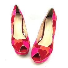 2015 spring and autumn women shoes love peach candy color mosaic fish mouth platform high heeled