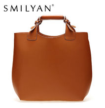 Smilyan 100 genuine leather women handbag brand tote bags purses large big shoulder shopping bags for