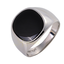 Free Shipping Size #7-12 FASHION JEWELRY Simple 18K WHITE GOLD PLATED BLACK FINGER Ring For Men