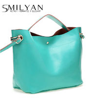100 genuine leather high quality new 2014 fashion brand candy color leather messenger shoulder bags handbags