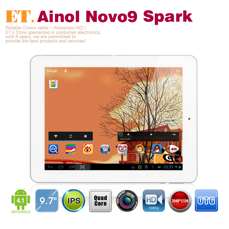 Original ainol novo9 chispa firewire de núcleo cuádruple tablet pc 9.7" ips la pantalla retina 2048x1536 píxeles allwinner a31 2gb 16gb ram