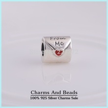 925 Sterling Silver TO My Love Thread Charm Beads with Red Enamel Heart Fits Pandora Style