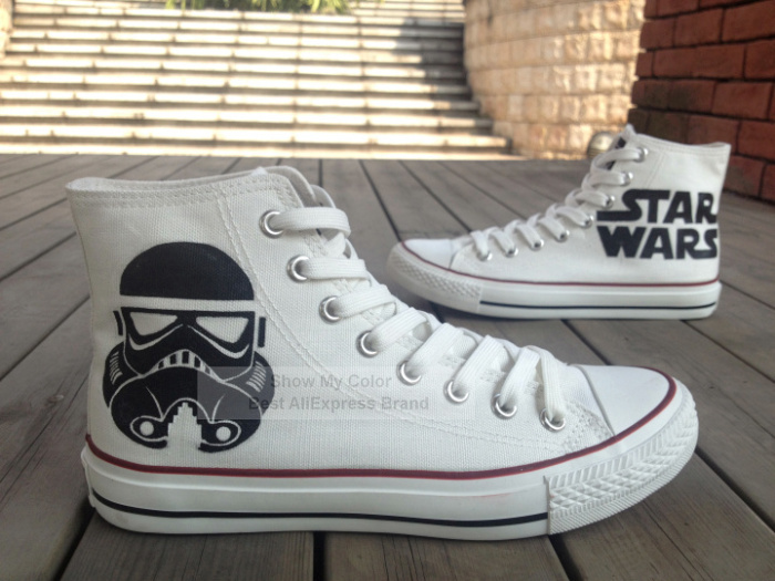 Star Wars Masks Fashion Sneakers Men Women Hand Painted High Top Canvas Shoes