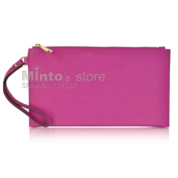 New Fashion Genuine Leather Jet Set Travel Zip Clutch Wristlet Wallet Credit Card Bag