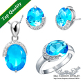 2014 New Oval 2 61 ctw Sterling Silver Pendant Earrings Ring Size 7 8 9 Cahrm