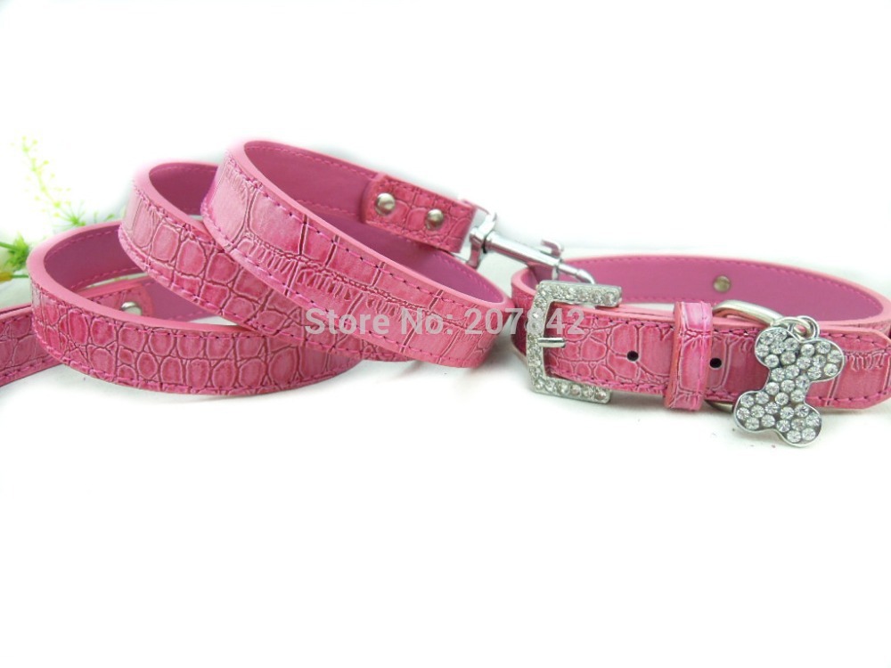 ... -Rhinestone-Dog-Bone-Croc-Leather-Dog-Collar-And-Matching-Leash.jpg
