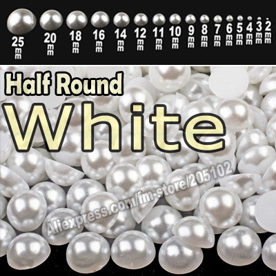 White Half Round Flatback Pearls mix sizes 2mm 25mm all sizes for choice loose ABS imitation