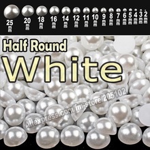 White Half Round Flatback Pearls , mix sizes 2mm-25mm all sizes for choice ,loose ABS imitation pearl beads plain color for nail