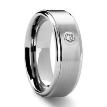 Tailor Made Mens Grooved Tungsten Ring w/ CZ(Cubic-Zirconia) Stone US Size 4-18 whole, half & quarter (#NR62)