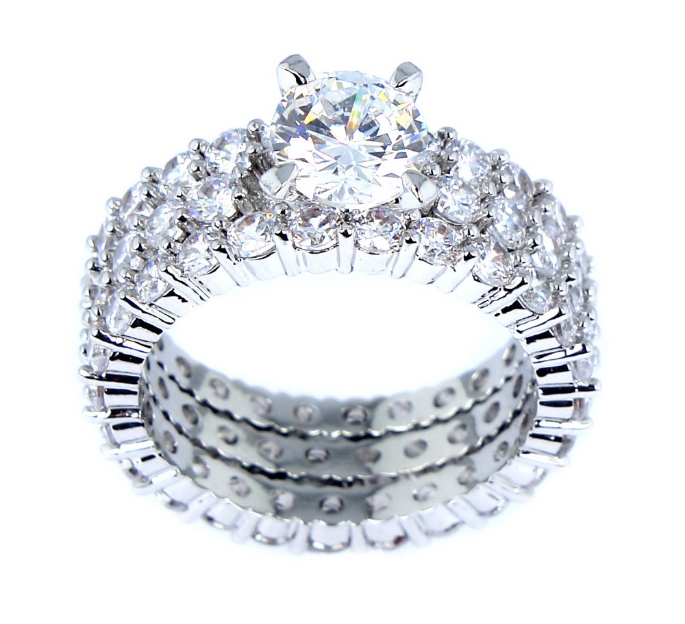 , Cubic Zirconia Womens Wedding Rings Classic Jewelry Engagement Set ...