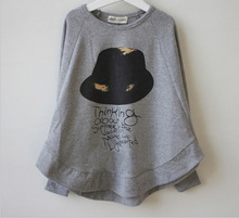 2015 New girls batwing sleeve t shirts girl bat long sleeve spring and autumn pullover with
