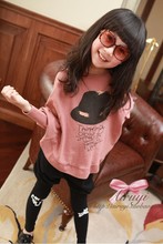 2015 New girls batwing sleeve t shirts girl bat long sleeve spring and autumn pullover with