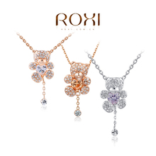 ROXI Christmas Little Bear pendant necklace with heart Austrian crystals rose gold plated hand made fashion jewelry,2030028610