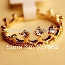  10 mix order Free Shipping New Fashion Flash Drill Crown Ring Jewelry Shiny Elegant Beauty