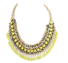 Fashion jewelry necklaces for women 2014 Bohemian Handmade braid Beads Tassel Bib Beaded Water Drop Pendant