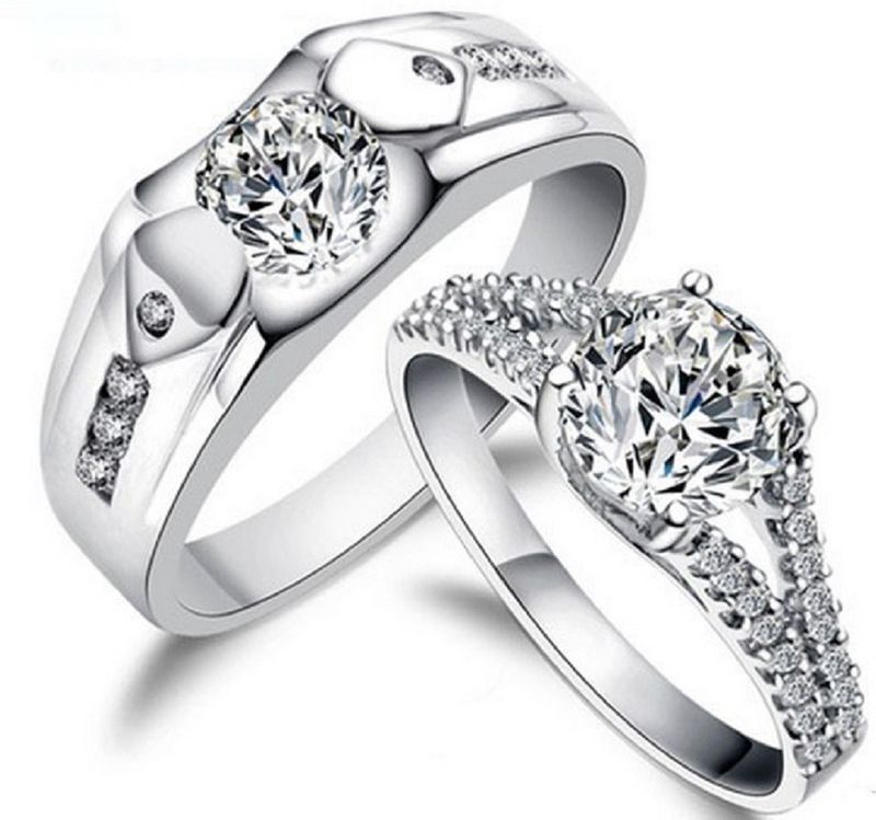 His and Hers 100% Sterling Silver Simulated Diamon... His and Hers 100% Sterling Silver Simulated Diamon...