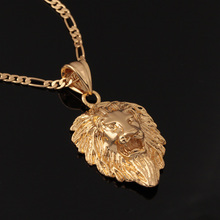 U7 Men Jewelry Cool Lion Pendant Gift New Trendy 2 Sizes Options 18K Real Gold Plated