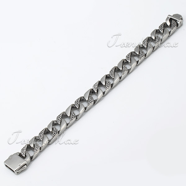 14mm Huge Heavy Mens Animal Skin 316L Stainless Steel Personalized Flat CURB CUBAN Chain Bracelet Wholesale