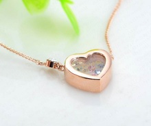 Multicolour Heart Necklace Real 18K Rose Gold Platinum Plated Love Heart Necklace With Austrian Crystal Women