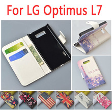 Book Style Flip Pattern Leather Case Cover For LG Optimus L7 / P705,with Stand and Card Slots ,Free Shipping