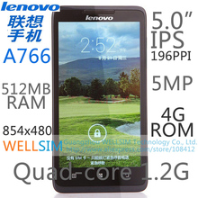 Original   Lenovo A766 Multi language Mobile phone 5″IPS 854×480 MTK6589 Quadcore1.2G 512MBRAM 4GROM  Android4.2 5MP