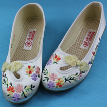 Old Beijing Cotton-made Embroidered Shoes Wedges Cow Muscle Outsole Fashion Plate Buttons Mesh Women’s Shoes Free Shipping