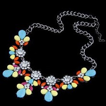 Yellow Shourouk Flower Crystal Gem Choker Collar Chain Statement Necklaces Pendants New Fashion Jewelry Women Wholesale