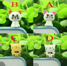 Hot Sell Phone Accessories 3.5mm cute white cat pink ear dust plug for/for iphone 4 4S 3.5mm/Free shipping with $10