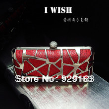 2014 New Fashion high quality satin Hollow design handbags clutch bag For women 6 Color Free