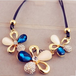 4 Colors Fashion Western statement elegant Chain Newest Rinestones Cat Stone Pendant choker necklace jewelry