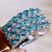 Wholesale Fashion 925 Silver Jewelry Round Cut Green Topaz 925 Silver Unisex Ring Size 7 8