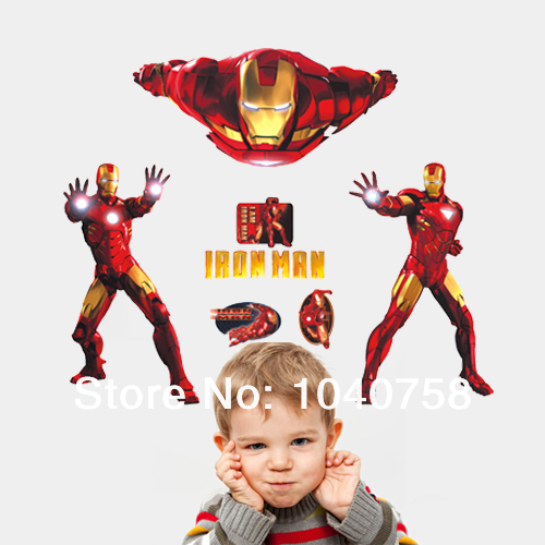 IronManCartoonChildBabyWallStickersforKidsRoomRemovableWall 